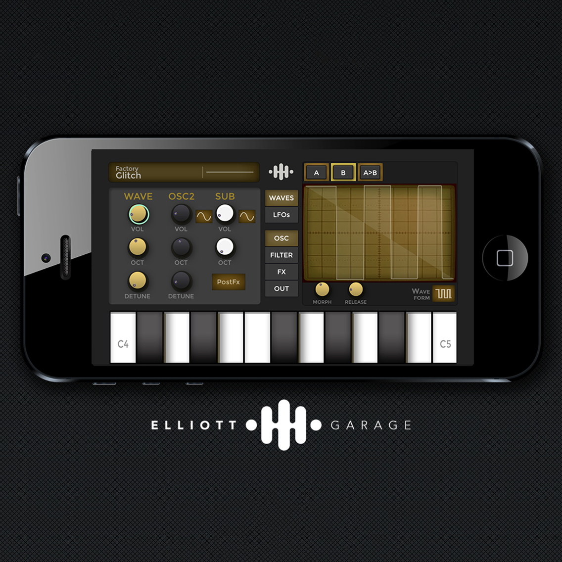 EG WaveSHAPER interface on iPhone